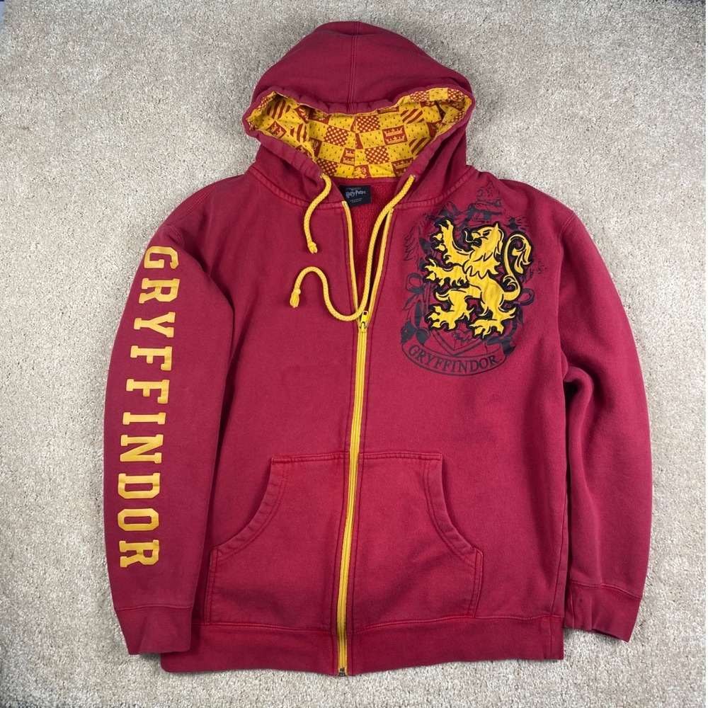 Harry Potter Gryffindor Universal Studios Zip Hoodie Maroon Mens L